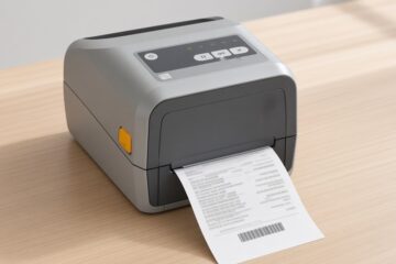 Drukarka Zebra ZD421 z wydrukowanym raportem konfiguracji